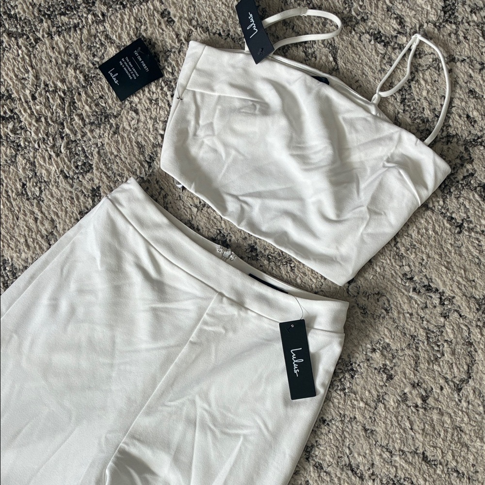 White Lulus Two-Piece Set—-Size: Medium